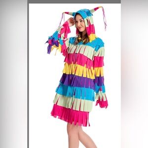 Colorful Piñata Adult Costume Hoodie Dress - Multicolor size Large like new